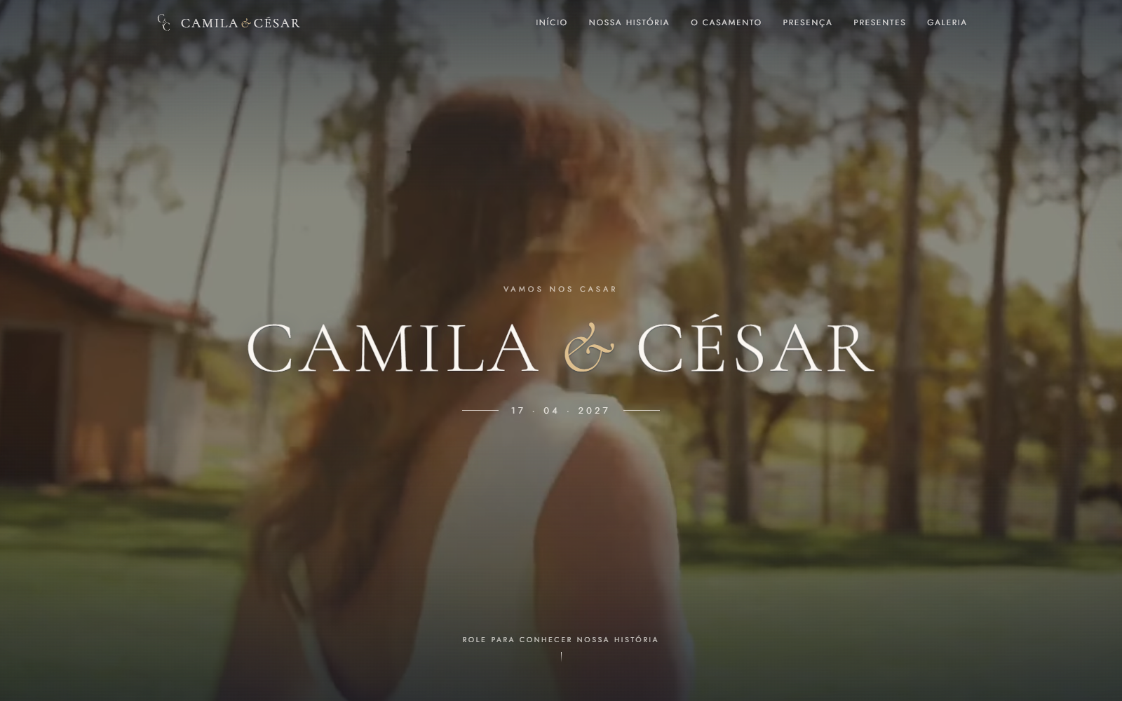 Landing page de casamento Camila e César