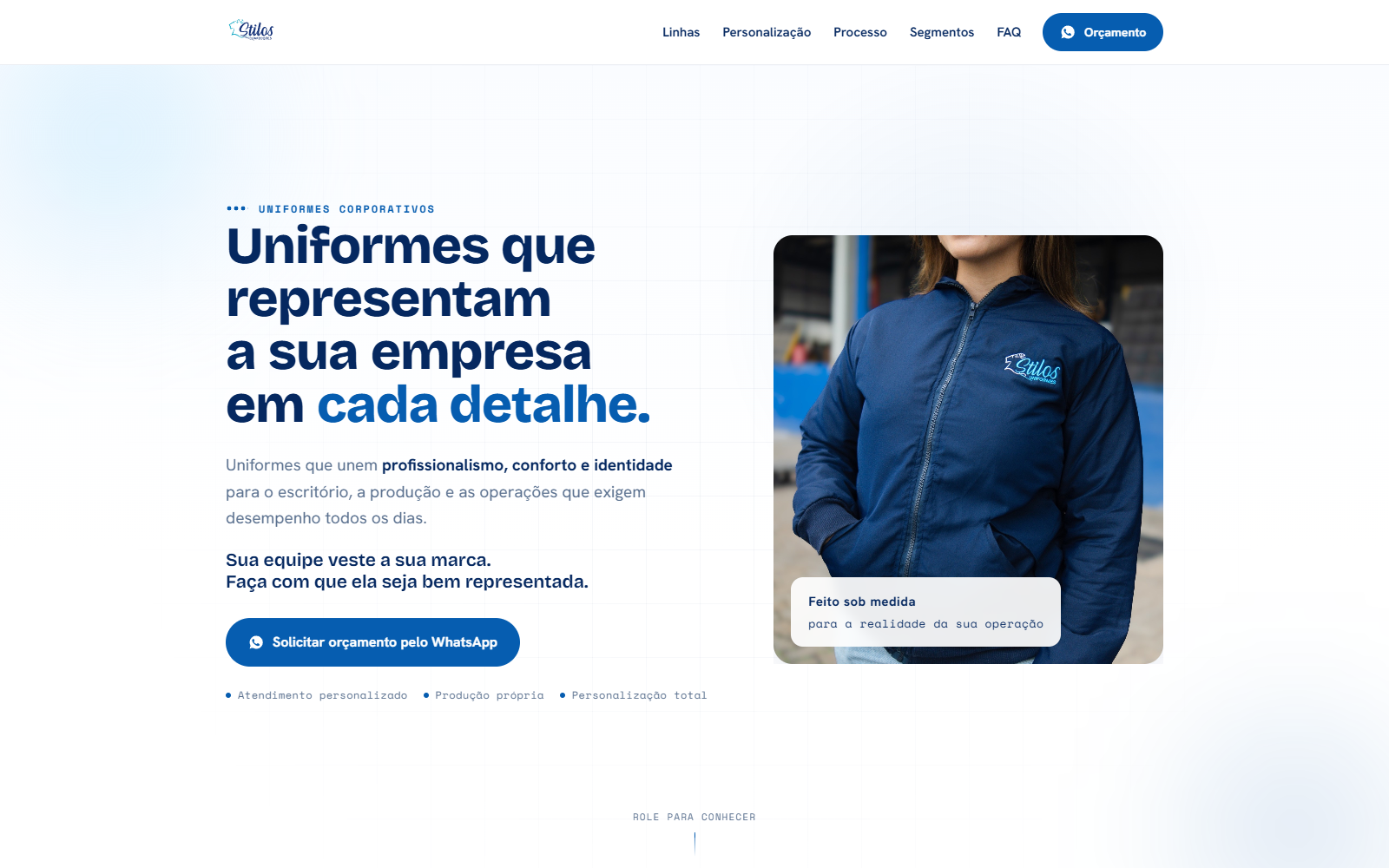 Site institucional Stilos Confecções